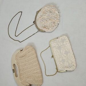 Vintage Beaded Clutch Set and Crochet Clutch